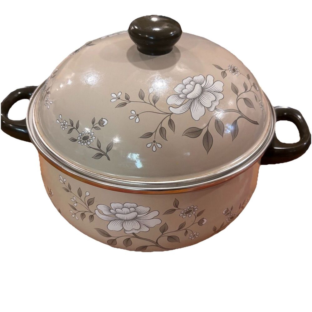 Vtg Southampton Collection Enamel Double Handle Dutch Oven W/Lid Made in Spain